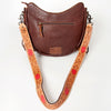 ADBG523 American Darling Hand Tooled Floral Leather Crossbody Bag with Fringes