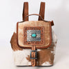 ADBG620 American Darling Hair-On Cowhide Western Leather Backpack Bag with Hand Tooled Detailing