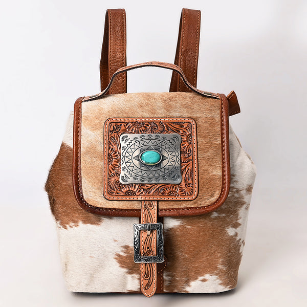 ADBG620 American Darling Hair-On Cowhide Western Leather Backpack Bag with Hand Tooled Detailing
