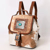 ADBG620 American Darling Hair-On Cowhide Western Leather Backpack Bag with Hand Tooled Detailing