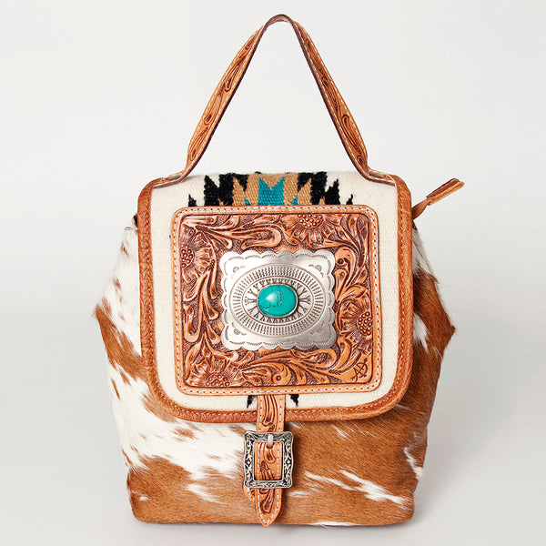 ADBG620 American Darling Hair-On Cowhide Western Leather Backpack Bag with Hand Tooled Detailing