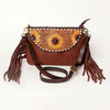 ADBGA156 American Darling Tooled Leather Crossbody with Fringe Western Brown Shoulder Bag