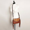 ADBGA156 American Darling Tooled Leather Crossbody with Fringe Western Brown Shoulder Bag