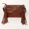 ADBGA156 American Darling Tooled Leather Crossbody with Fringe Western Brown Shoulder Bag