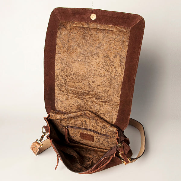 ADBGA213 American Darling Handcrafted Tooled Leather Messenger Bag with Headdress