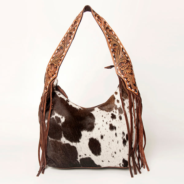 ADBGA214 American Darling Cowhide & Tooled Leather Fringe Hobo Shoulder Handbag