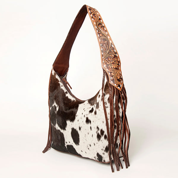 ADBGA214 American Darling Cowhide & Tooled Leather Fringe Hobo Shoulder Handbag