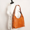 ADBGA215 American Darling Hobo Bag Full Grain Leather with Tooled Strap & Fringe
