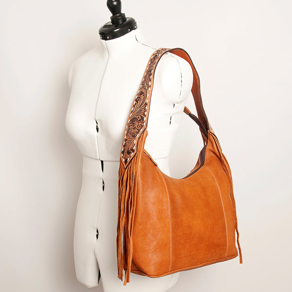 ADBGA215 American Darling Hobo Bag Full Grain Leather with Tooled Strap & Fringe