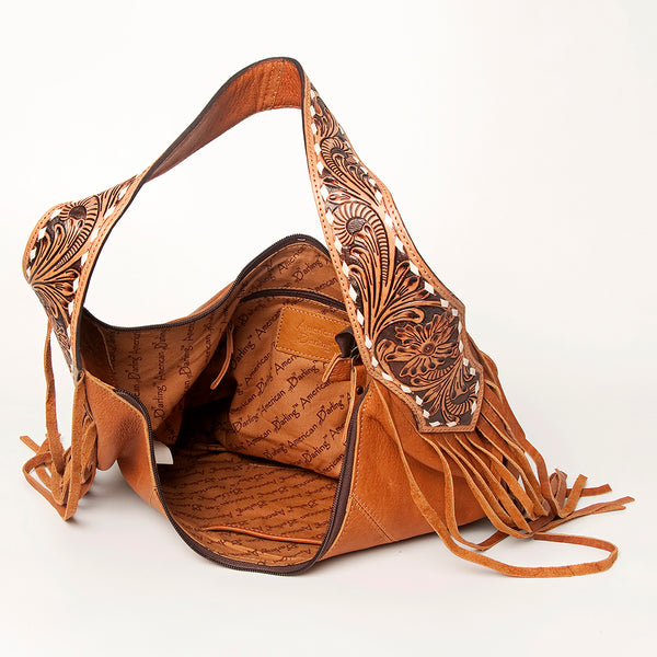 ADBGA215 American Darling Hobo Bag Full Grain Leather with Tooled Strap & Fringe