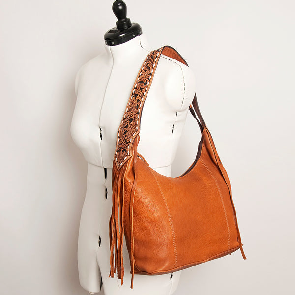 ADBGA215 American Darling Hobo Bag Full Grain Leather with Tooled Strap & Fringe