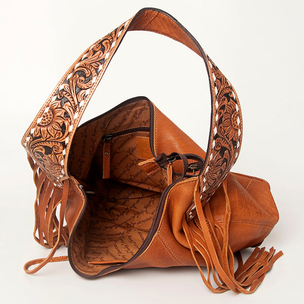 ADBGA215 American Darling Hobo Bag Full Grain Leather with Tooled Strap & Fringe