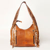 ADBGA216 American Darling Hair-On Cowhide Fringe Hobo Bag Floral Tooled Leather