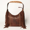 ADBGA217 American Darling Genuine Leather Floral Carved Hand Tooled Fringe Hobo Bag