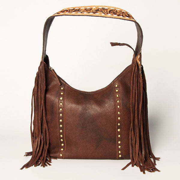 ADBGA217 American Darling Genuine Leather Floral Carved Hand Tooled Fringe Hobo Bag
