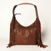 ADBGA217 American Darling Genuine Leather Floral Carved Hand Tooled Fringe Hobo Bag