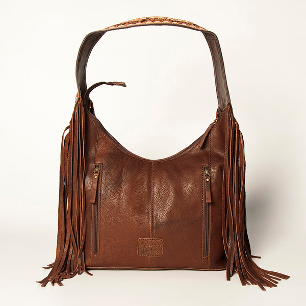 ADBGA217 American Darling Genuine Leather Floral Carved Hand Tooled Fringe Hobo Bag