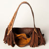 ADBGA217 American Darling Genuine Leather Floral Carved Hand Tooled Fringe Hobo Bag