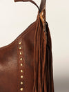 ADBGA217 American Darling Genuine Leather Floral Carved Hand Tooled Fringe Hobo Bag