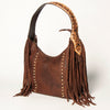 ADBGA217 American Darling Genuine Leather Floral Carved Hand Tooled Fringe Hobo Bag