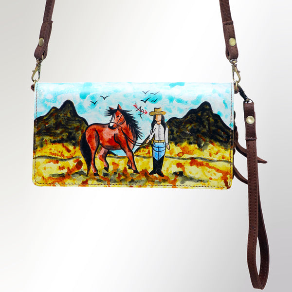 ADBGM169 Hand-Painted Leather Crossbody Purse - Multiple Western Scene