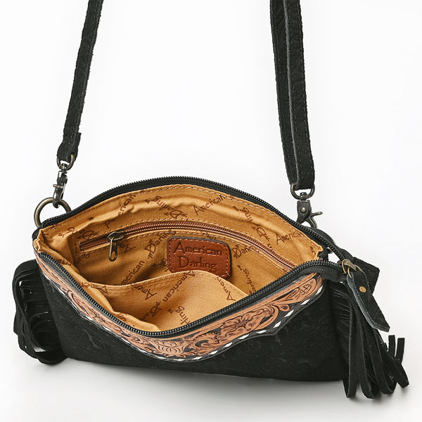 ADBG109 American Darling Hand-Tooled and Floral Embossed Leather Western Crossbody Bag