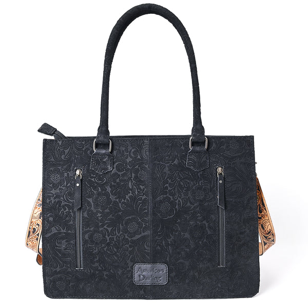 ADBG230 American Darling Western Leather Tote Bag - Hand Tooled Floral Carved Damascus Purse