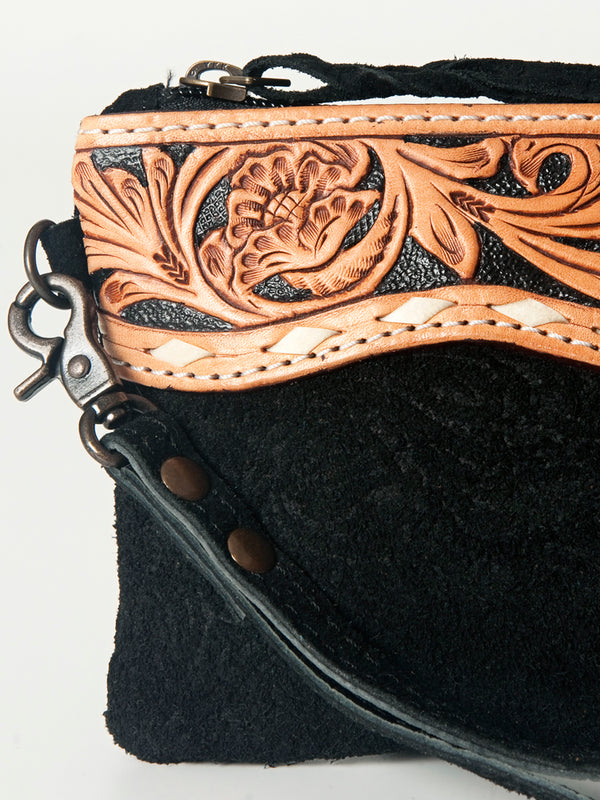 ADBG344 American Darling Hand Tooled Leather WristletBag