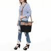 LC-ADBGS145 Tooled Leather & Embossed Black Western Clutch - Convertible Bag with Strap and Handle