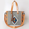 ADBG575 American Darling Western Woven Saddle Blanket & Tooled Leather Fringe Bag