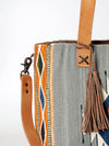 ADBG575 American Darling Western Woven Saddle Blanket & Tooled Leather Fringe Bag