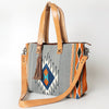 ADBG575 American Darling Western Woven Saddle Blanket & Tooled Leather Fringe Bag
