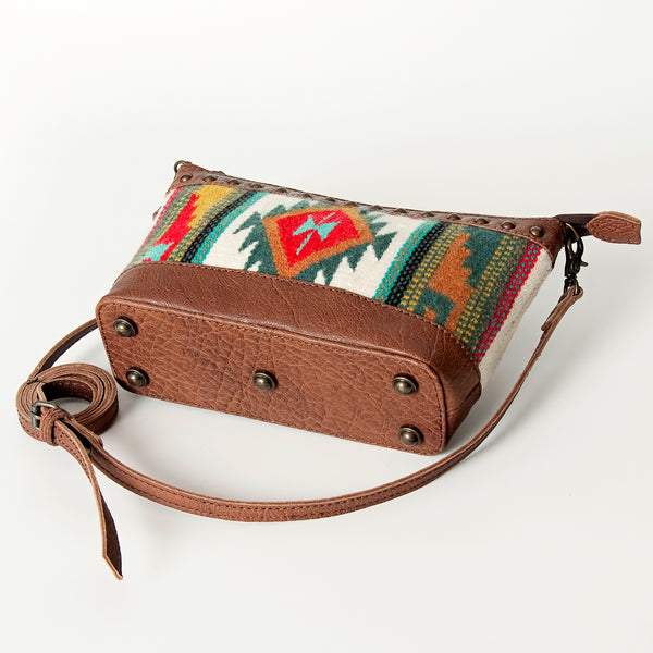 ADBG783 American Darling Western Leather Cross body Bag - Handcrafted Woven Saddle Blanket Purse