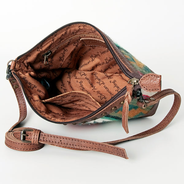 ADBG783 American Darling Western Leather Cross body Bag - Handcrafted Woven Saddle Blanket Purse