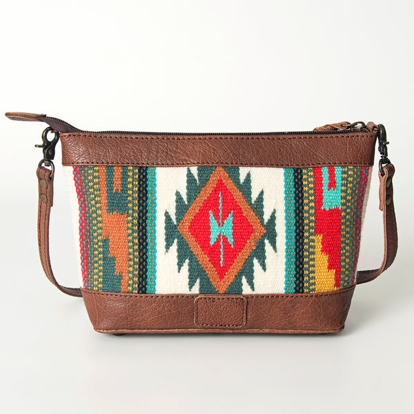 ADBG783 American Darling Western Leather Cross body Bag - Handcrafted Woven Saddle Blanket Purse