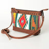 ADBG783 American Darling Western Leather Cross body Bag - Handcrafted Woven Saddle Blanket Purse