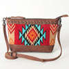 ADBG783 American Darling Western Leather Cross body Bag - Handcrafted Woven Saddle Blanket Purse
