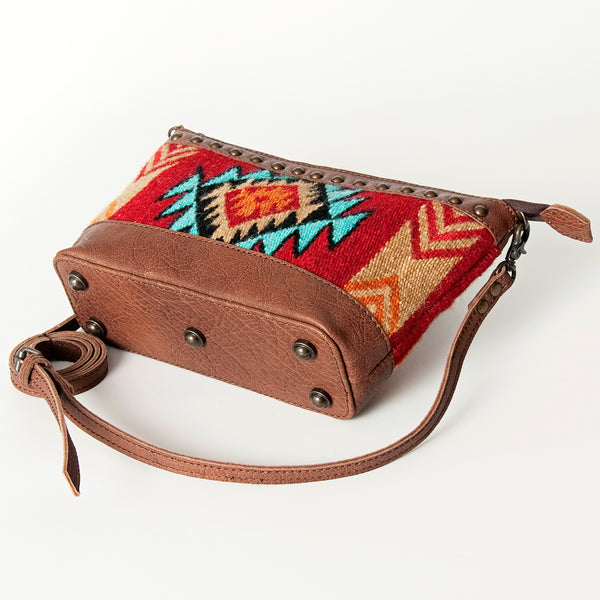 ADBG783 American Darling Western Leather Cross body Bag - Handcrafted Woven Saddle Blanket Purse
