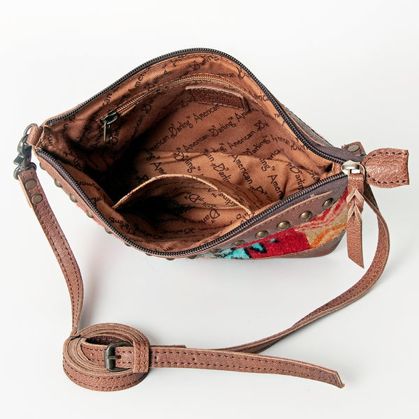 ADBG783 American Darling Western Leather Cross body Bag - Handcrafted Woven Saddle Blanket Purse