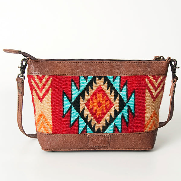 ADBG783 American Darling Western Leather Cross body Bag - Handcrafted Woven Saddle Blanket Purse