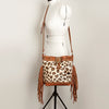 ADBGI102 Studded Leather Fringe Crossbody Bucket Bag - Western Cowhide Style
