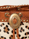 ADBGI102 Studded Leather Fringe Crossbody Bucket Bag - Western Cowhide Style