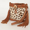 ADBGI102 Studded Leather Fringe Crossbody Bucket Bag - Western Cowhide Style