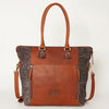 ADBGI105 Western Tote Bag - Genuine Leather & Hair-On Hide with Tooled Detailing