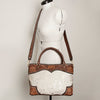 ADBGI141 Hand-Tooled Cowhide Leather Western Tote - Floral Tooled Hair-On Bag