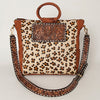 ADBGI143 Hair-On Hide Square Tote with Tooled Leather Patch - Western Cowgirl Bag