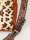 ADBGI143 Hair-On Hide Square Tote with Tooled Leather Patch - Western Cowgirl Bag