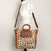 ADBGI143 Hair-On Hide Square Tote with Tooled Leather Patch - Western Cowgirl Bag