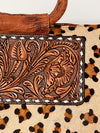 ADBGI143 Hair-On Hide Square Tote with Tooled Leather Patch - Western Cowgirl Bag