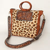ADBGI143 Hair-On Hide Square Tote with Tooled Leather Patch - Western Cowgirl Bag